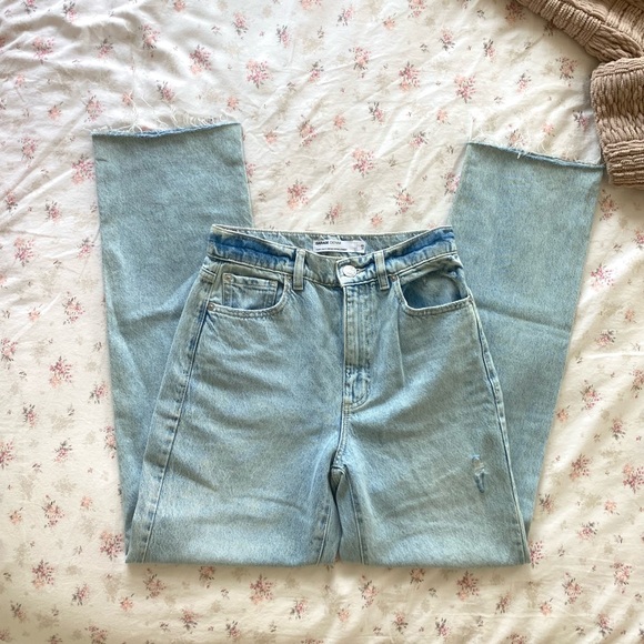 Garage light-washed vintage style denim ripped wide leg jeans - Picture 2 of 6